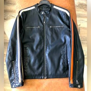 Wilson’s leather men’s black cafe racer faux leather jacket